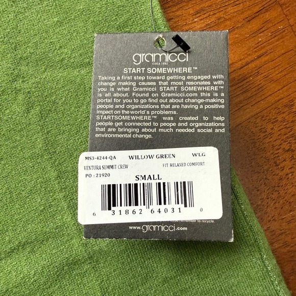 Gramicci Ventura Summit Crew Sweatshirt Mens Small Willow Green Climbing NWT - Picture 6 of 12